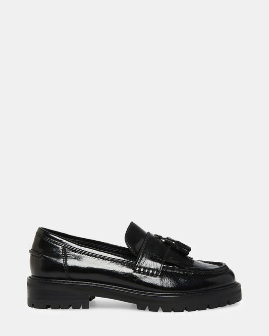 Steve Madden MINKA Black Leather Women's Platform Lug Sole Loafer