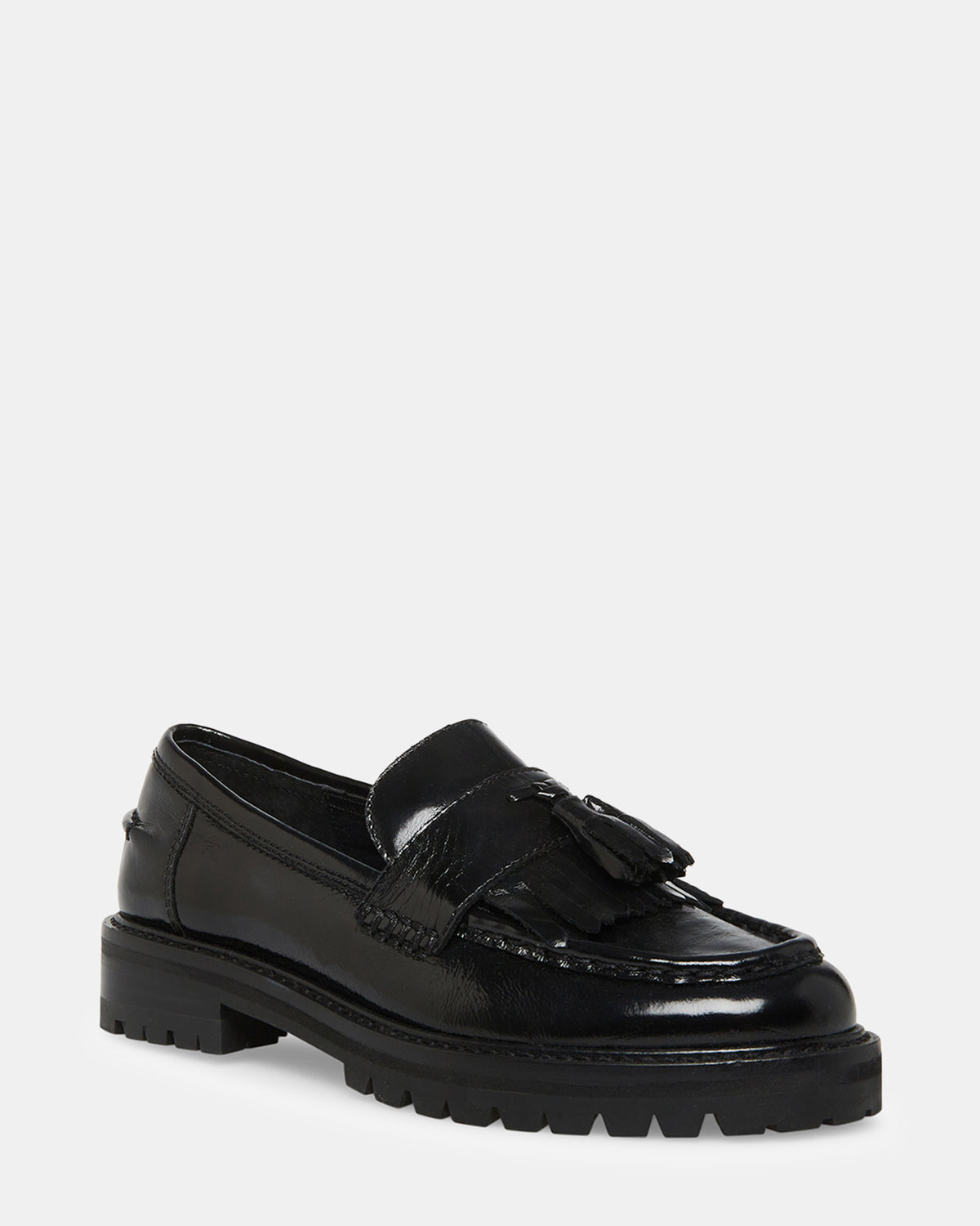 Steve Madden MINKA Black Leather Women's Platform Lug Sole Loafer