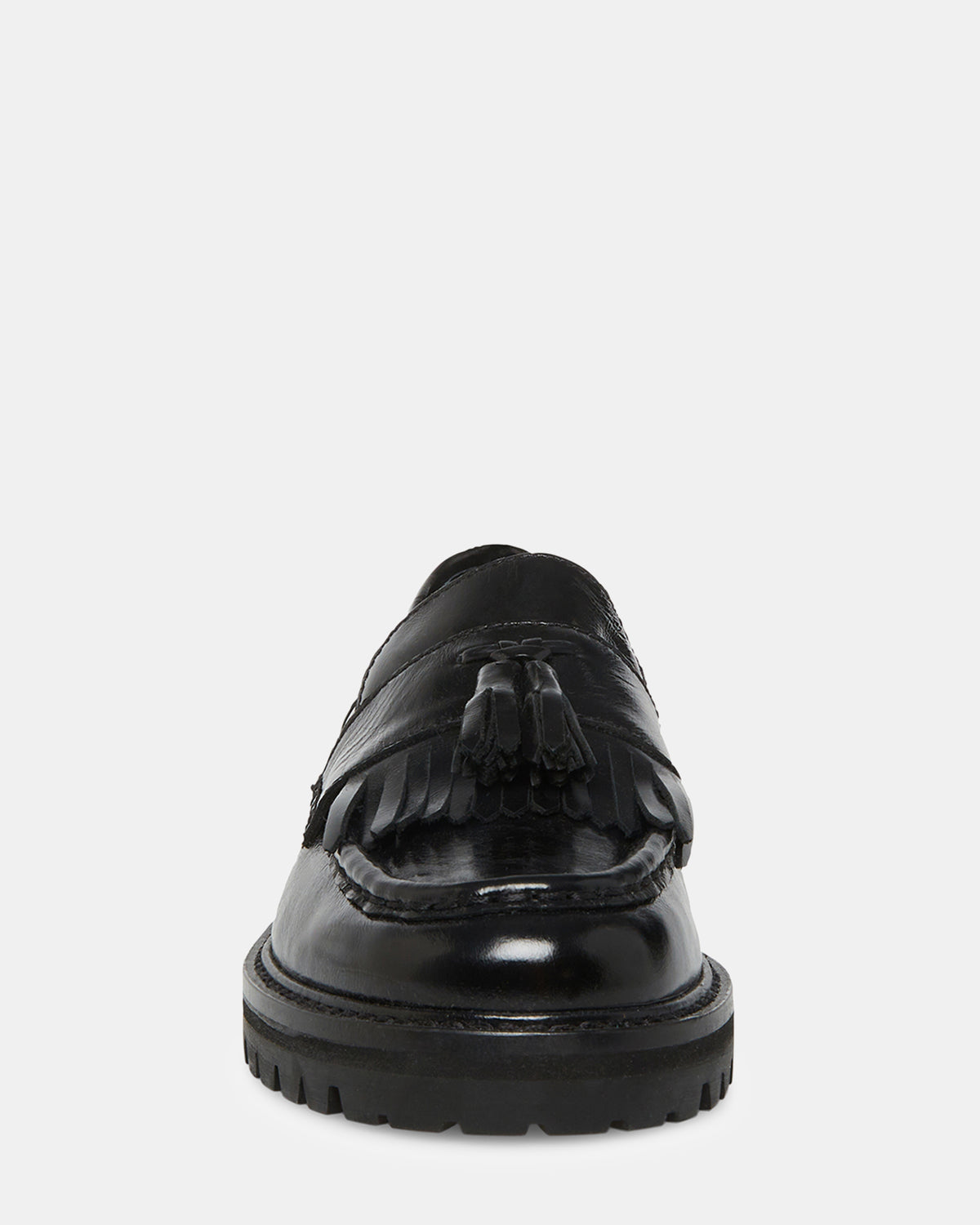 Steve Madden MINKA Black Leather Women's Platform Lug Sole Loafer