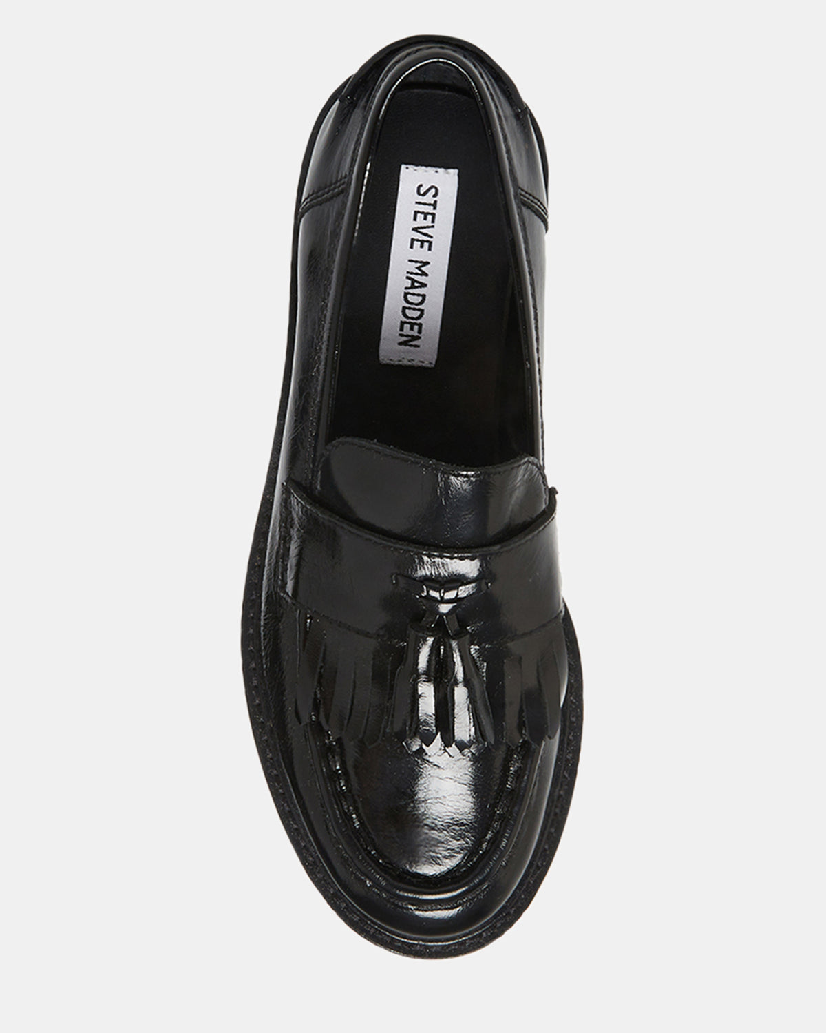 Steve Madden MINKA Black Leather Women's Platform Lug Sole Loafer