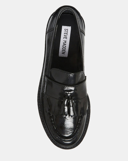 Steve Madden MINKA Black Leather Women's Platform Lug Sole Loafer