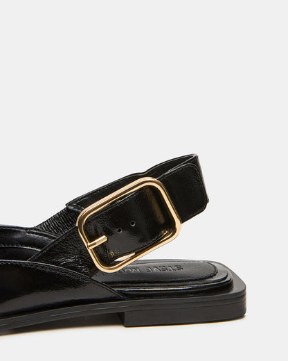 Steve Madden SHAY Black Leather Pointed-Toe Slingback Ballet Women's Flat