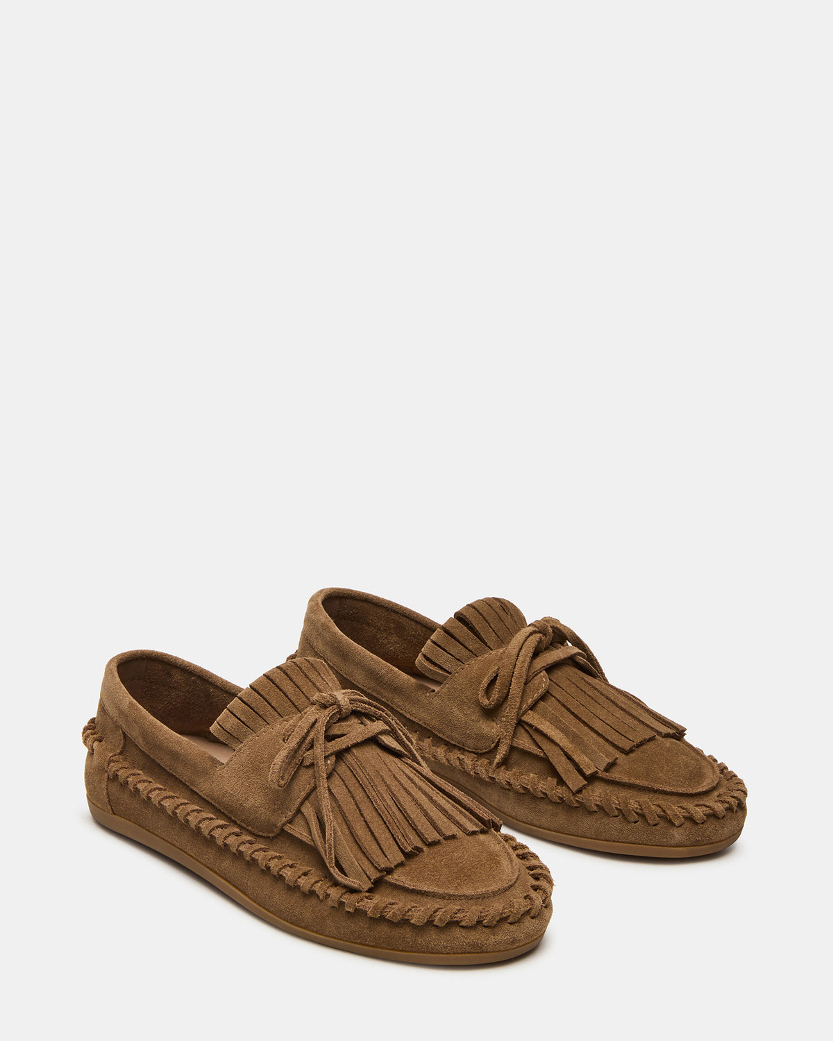 Steve Madden SAMUAL Chestnut Suede Fringe Boat Women's Loafer