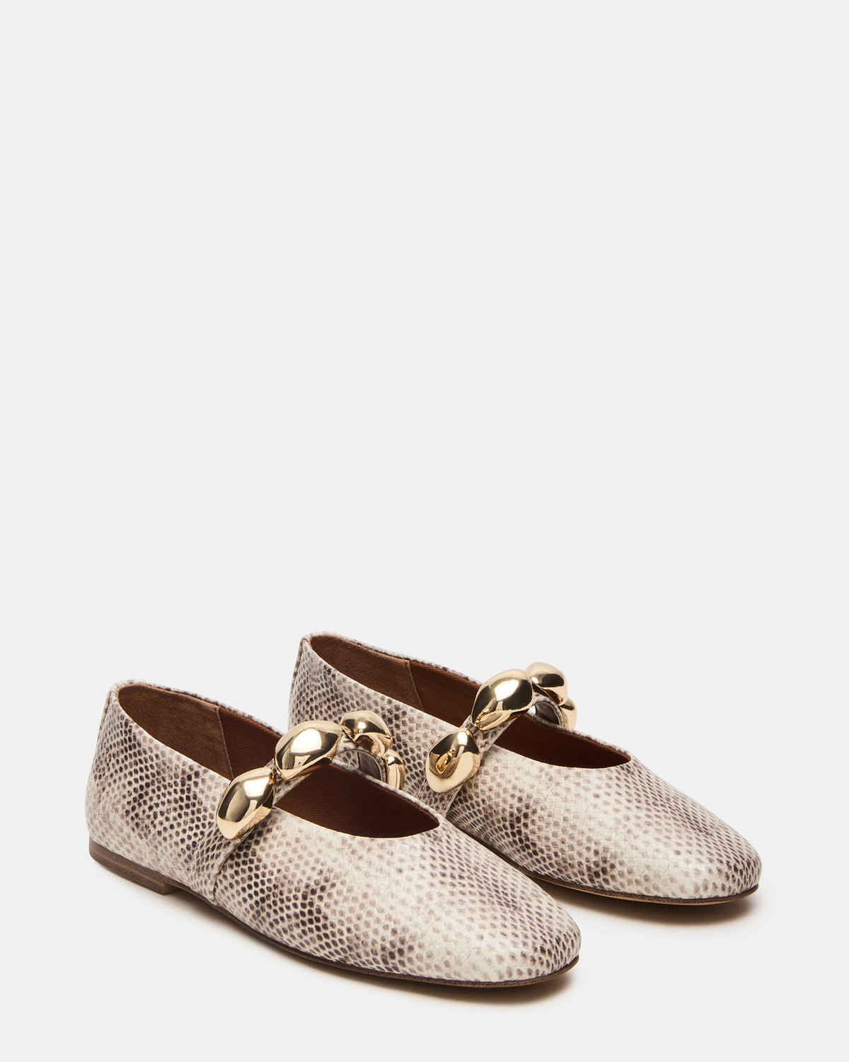 Steve Madden POPPIN Natural Snake Mary Jane Ballet Women's Flat