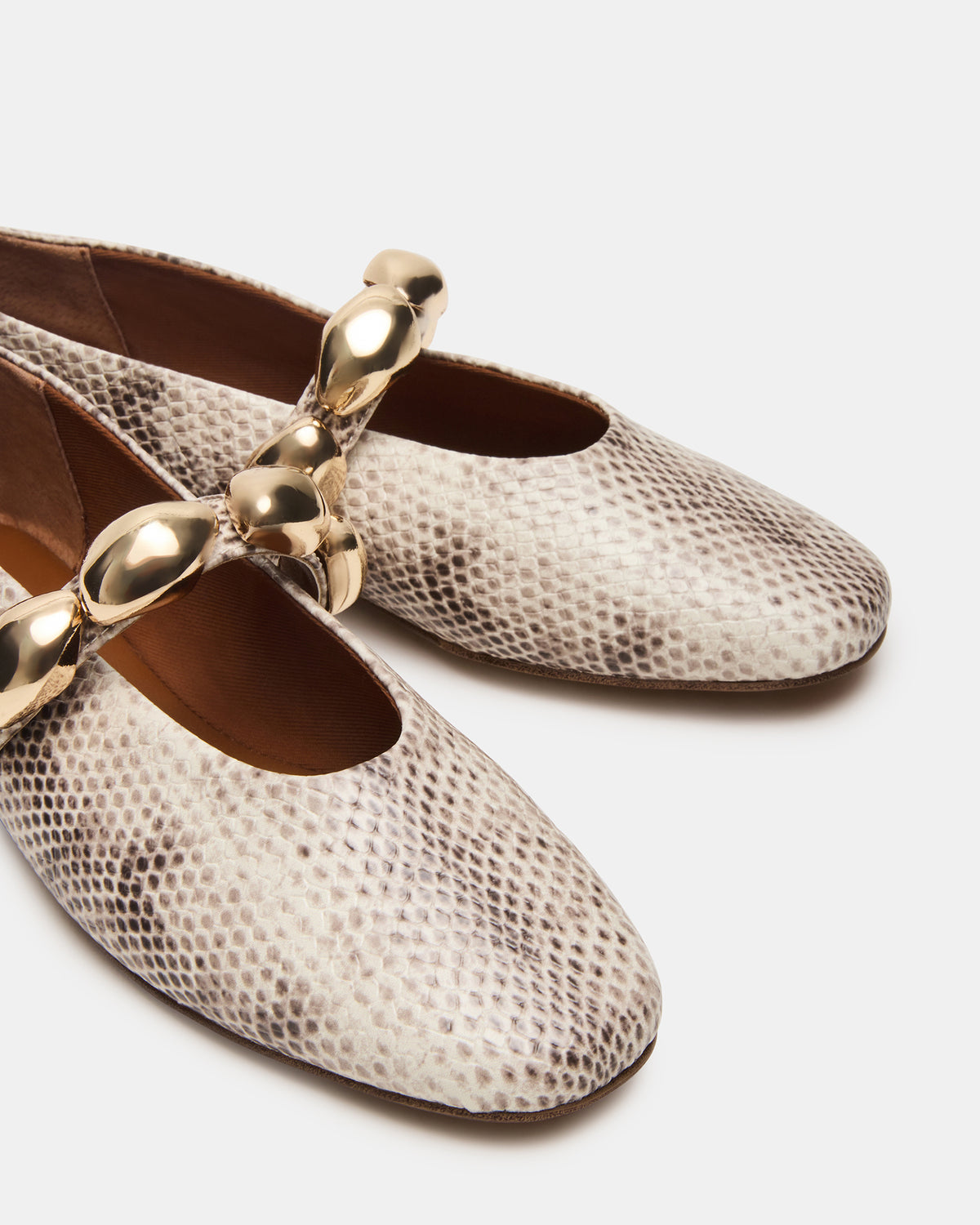 Steve Madden POPPIN Natural Snake Mary Jane Ballet Women's Flat