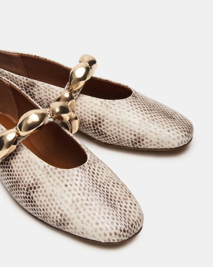 Steve Madden POPPIN Natural Snake Mary Jane Ballet Women's Flat