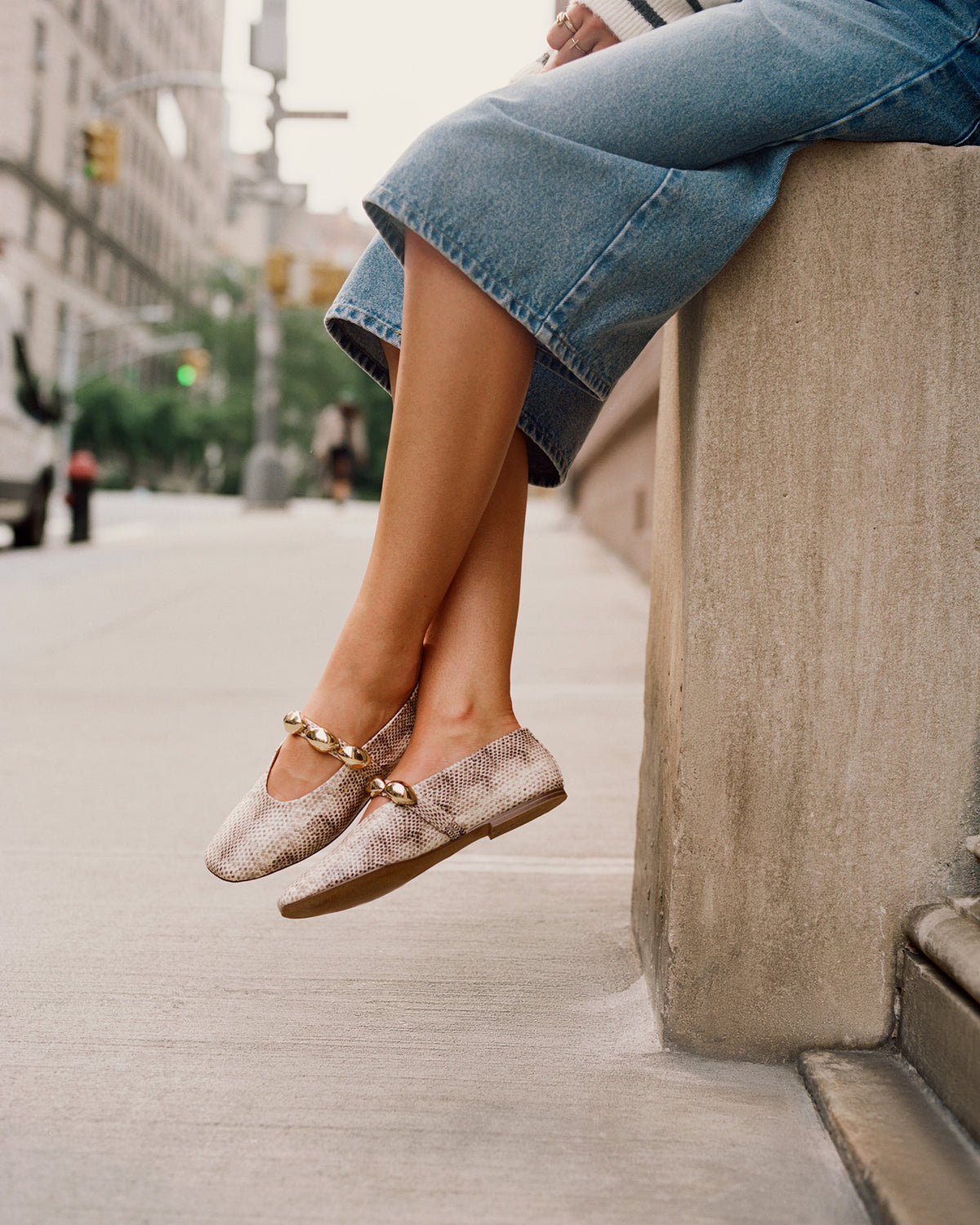 Steve Madden POPPIN Natural Snake Mary Jane Ballet Women's Flat