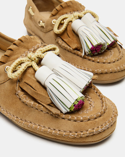Steve Madden ABNER Chestnut Suede Flat Boat Women's Loafer