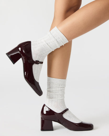 Steve Madden DARCEY Wine Patent Square-Toe Mary Jane Block Heel Women's Loafer