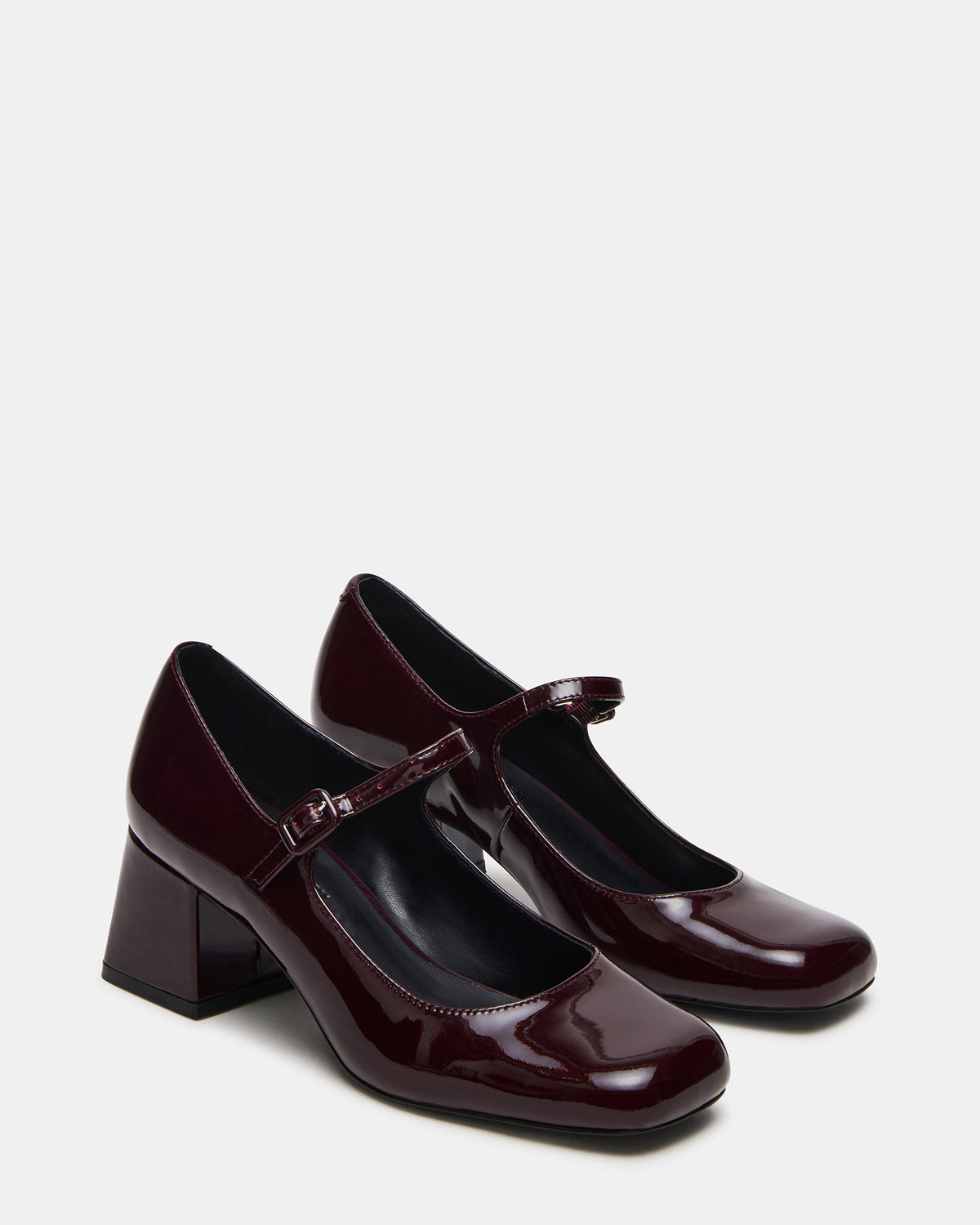 Steve Madden DARCEY Wine Patent Square-Toe Mary Jane Block Heel Women's Loafer