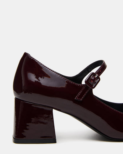 Steve Madden DARCEY Wine Patent Square-Toe Mary Jane Block Heel Women's Loafer