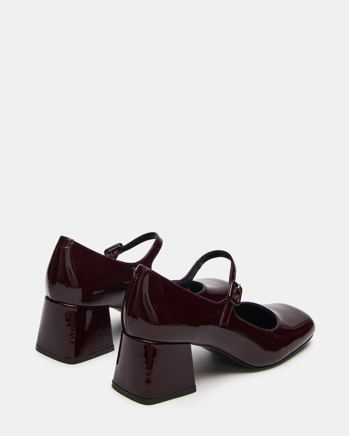 Steve Madden DARCEY Wine Patent Square-Toe Mary Jane Block Heel Women's Loafer