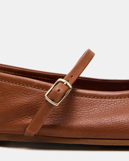 Steve Madden BESETTE Tan Leather Mary Jane Ballet Women's Flat