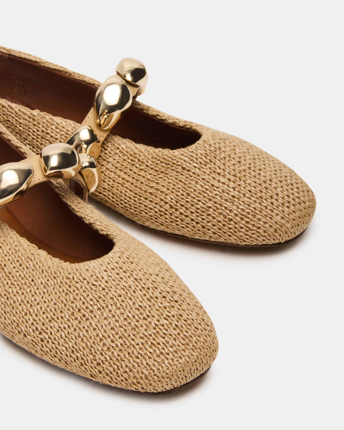 Steve Madden POPPIN Natural Raffia Mary Jane Ballet Women's Flat