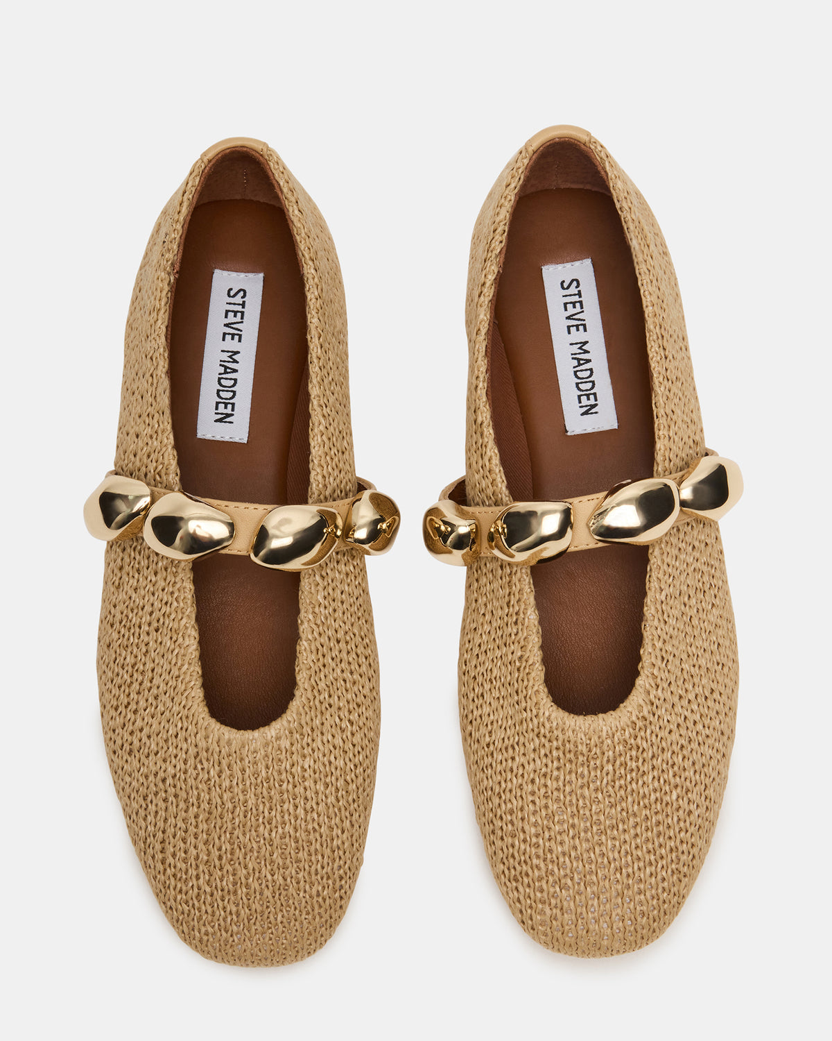 Steve Madden POPPIN Natural Raffia Mary Jane Ballet Women's Flat