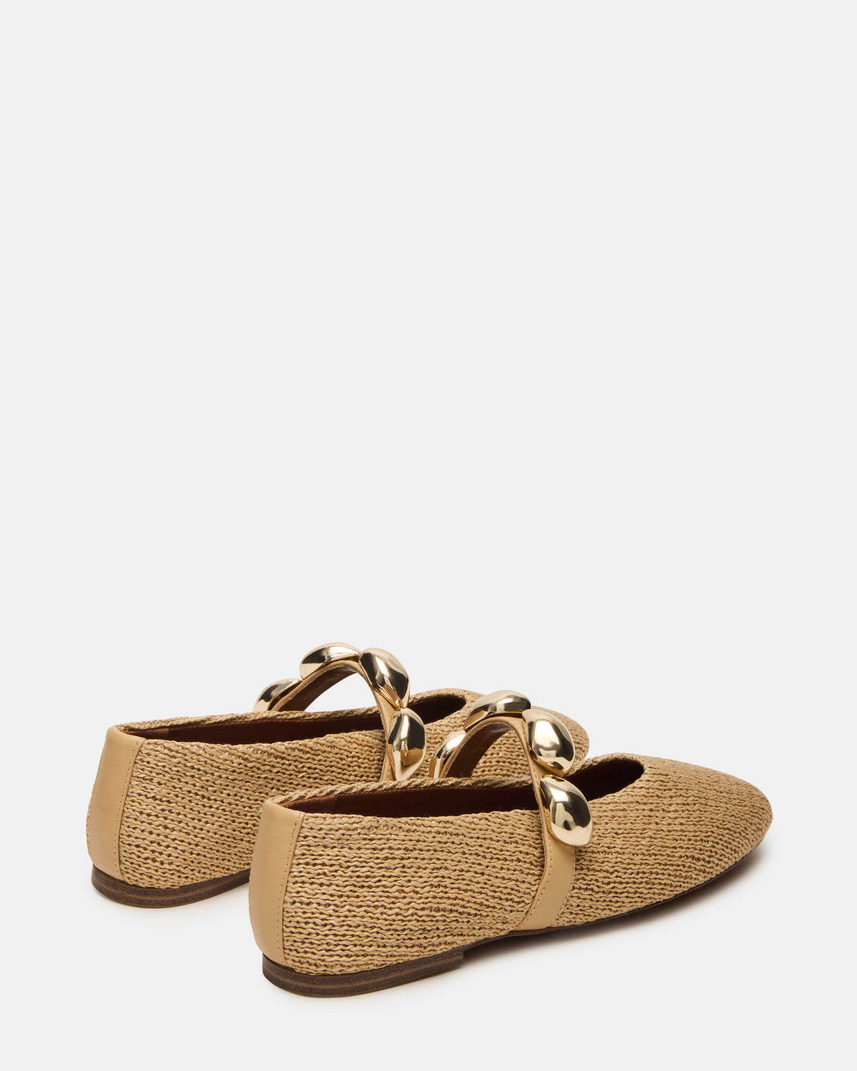 Steve Madden POPPIN Natural Raffia Mary Jane Ballet Women's Flat
