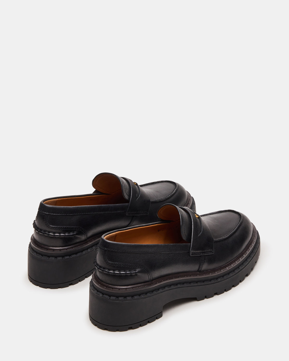 Steve Madden RAFTUS Black Leather Platform Lug Women's Loafer