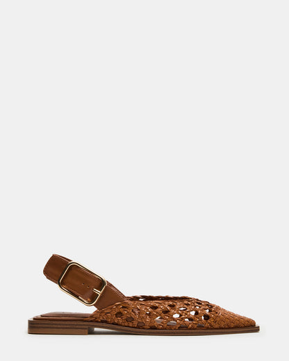 Steve Madden SHAY Woven Cognac Pointed-Toe Slingback Ballet Women's Flat