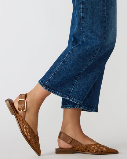 Steve Madden SHAY Woven Cognac Pointed-Toe Slingback Ballet Women's Flat