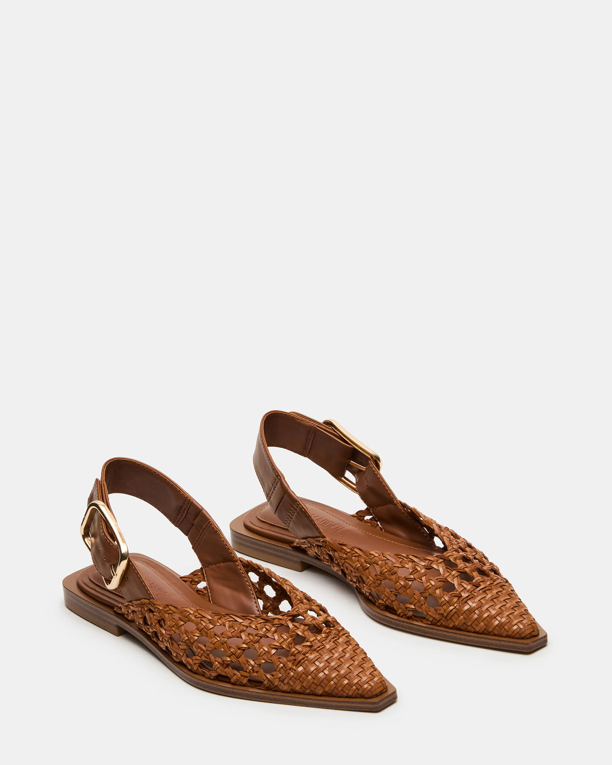 Steve Madden SHAY Woven Cognac Pointed-Toe Slingback Ballet Women's Flat