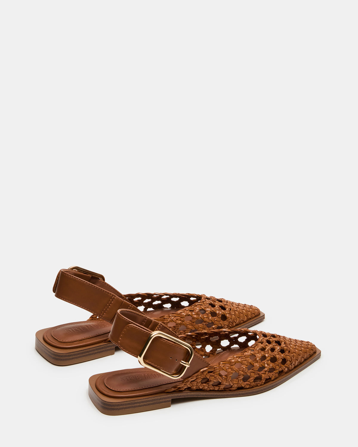 Steve Madden SHAY Woven Cognac Pointed-Toe Slingback Ballet Women's Flat