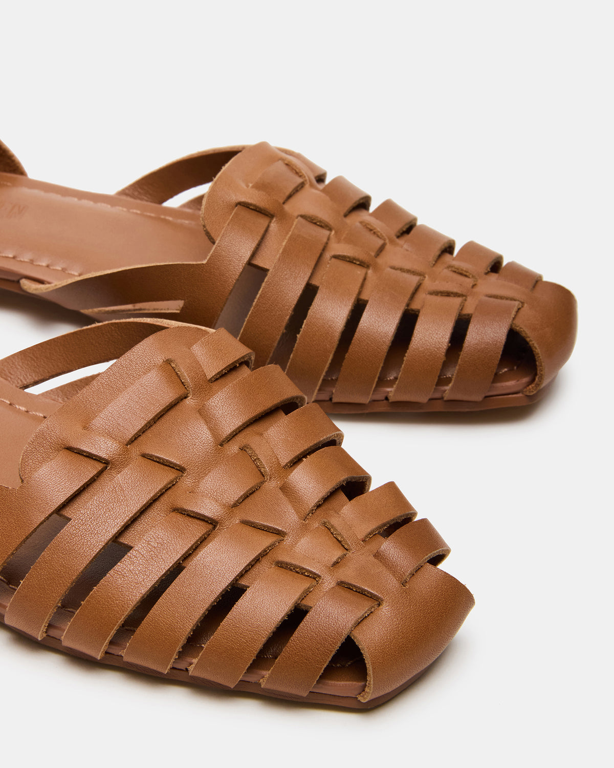 Steve Madden MEDLIN Tan Leather Square-Toe Fisherman Women's Flat