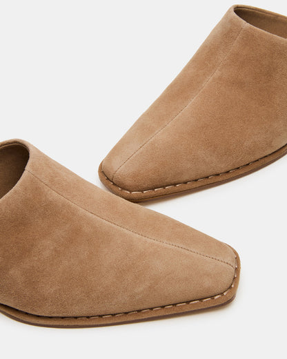 Steve Madden DESSA Taupe Suede Square-Toe Mule Women's Flat