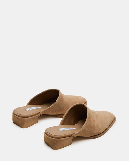 Steve Madden DESSA Taupe Suede Square-Toe Mule Women's Flat