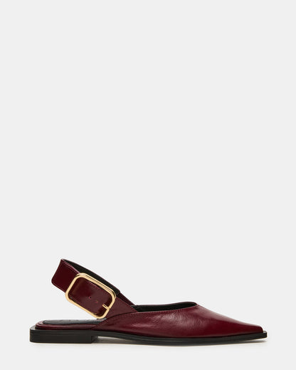 Steve Madden SHAY Burgundy Leather Pointed-Toe Slingback Ballet Women's Flat
