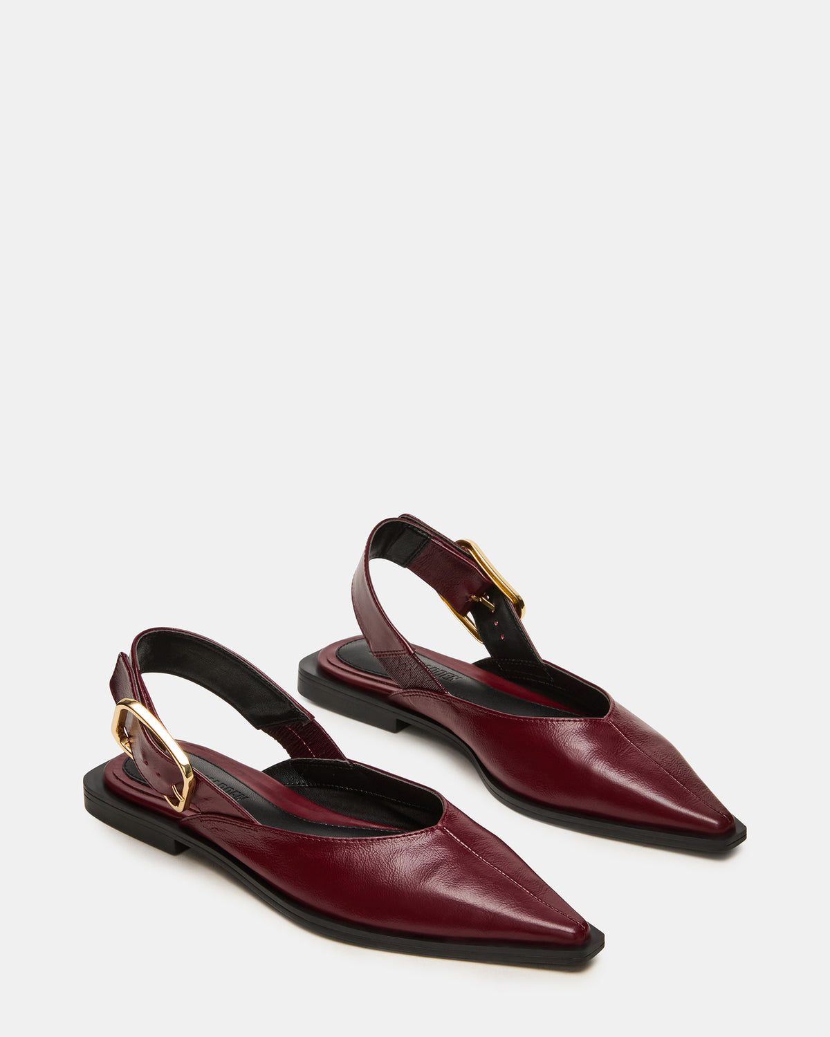 Steve Madden SHAY Burgundy Leather Pointed-Toe Slingback Ballet Women's Flat