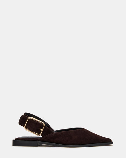 Steve Madden SHAY Brown Suede Pointed-Toe Slingback Ballet Women's Flat