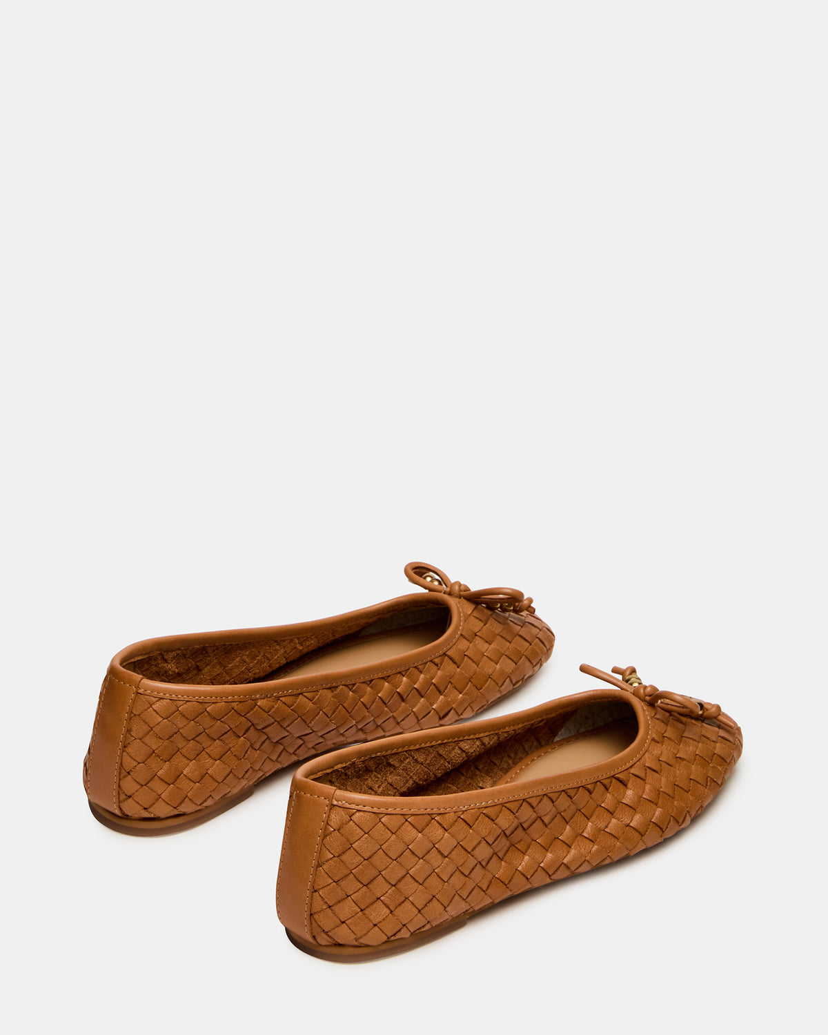 Steve Madden DIVY Cognac Leather Woven Bow Ballet Round-Toe Women's Flat