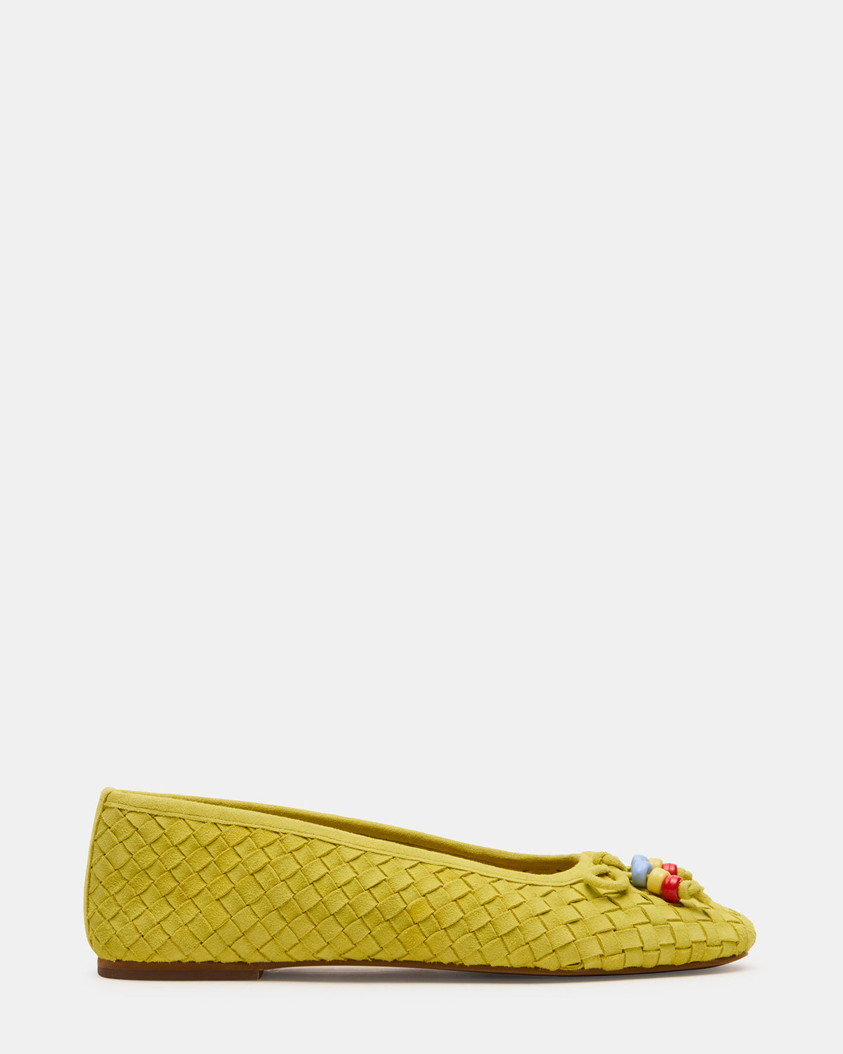 Steve Madden DIVY Lime Leather Woven Bow Ballet Round-Toe Women's Flat