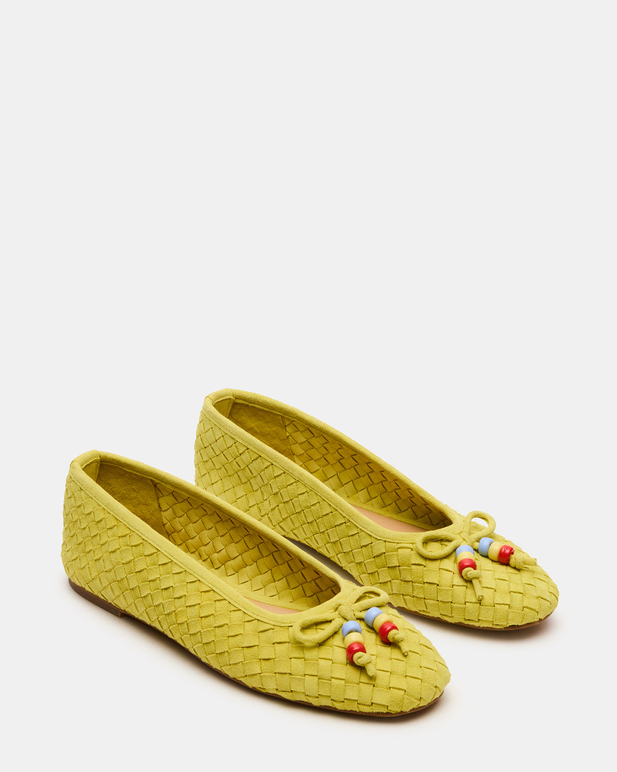 Steve Madden DIVY Lime Leather Woven Bow Ballet Round-Toe Women's Flat