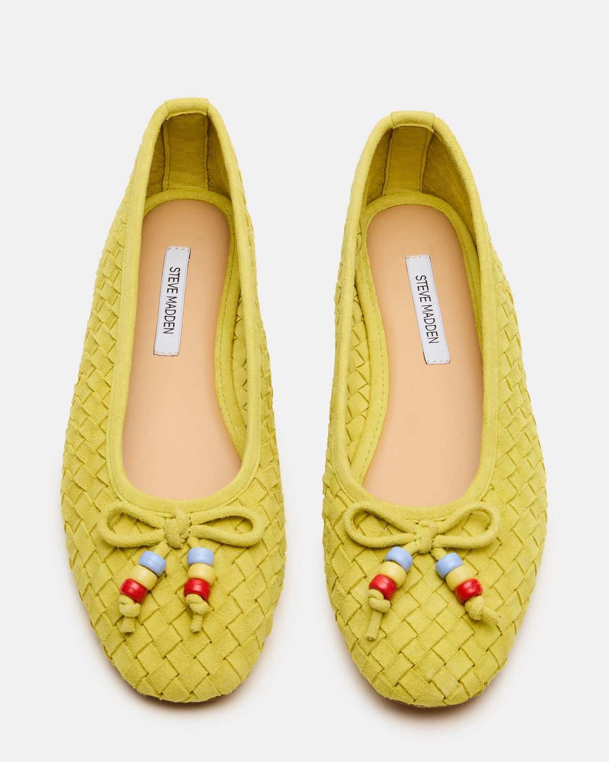Steve Madden DIVY Lime Leather Woven Bow Ballet Round-Toe Women's Flat
