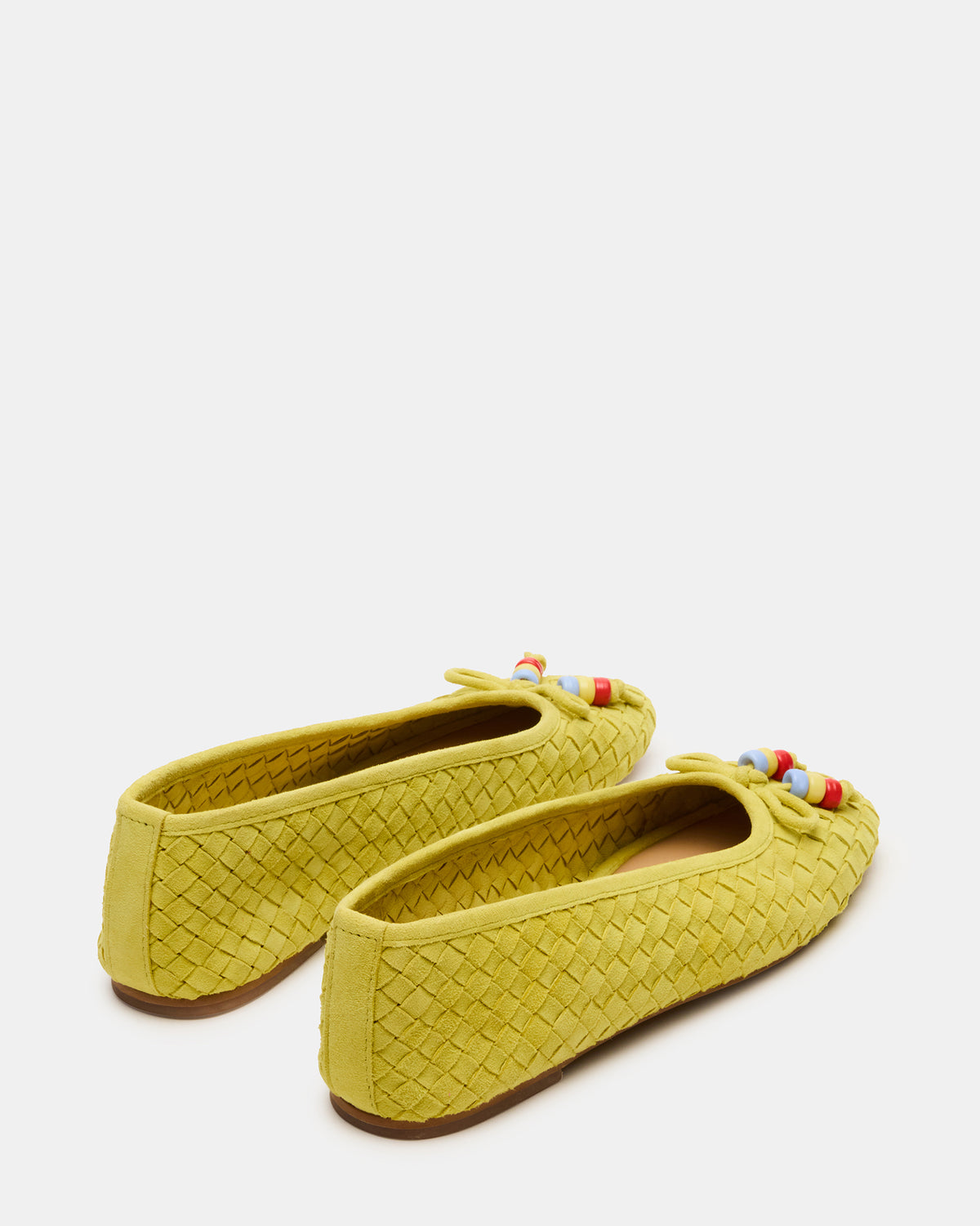 Steve Madden DIVY Lime Leather Woven Bow Ballet Round-Toe Women's Flat