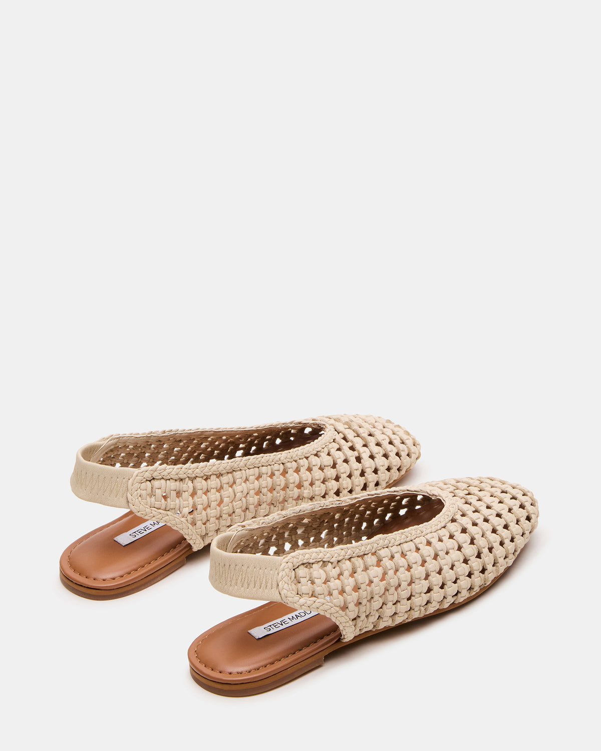 Steve Madden RUMI Bone Leather Woven Slingback Round-Toe Women's Flat