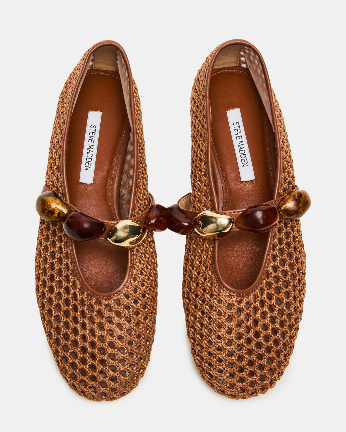 Steve Madden POPPIN Brown Raffia Mary Jane Ballet Women's Flat