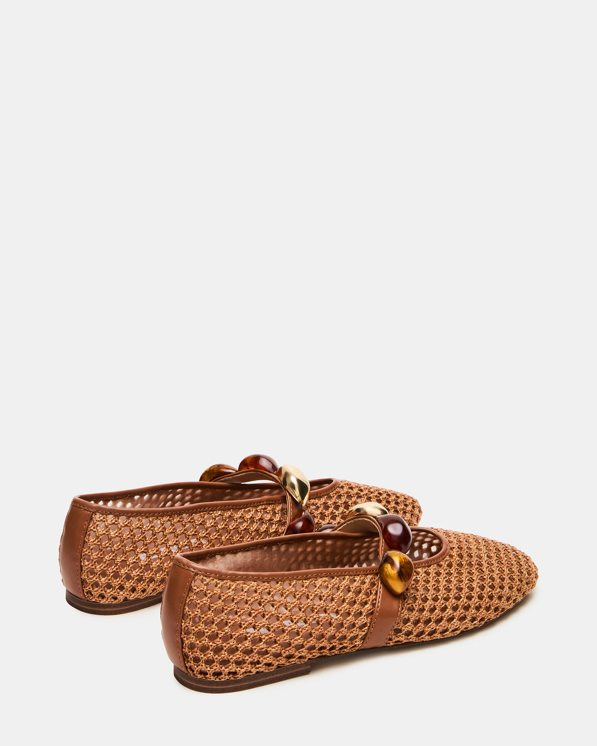 Steve Madden POPPIN Brown Raffia Mary Jane Ballet Women's Flat