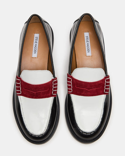 Steve Madden MADISON Black/Red Women's Penny Loafer