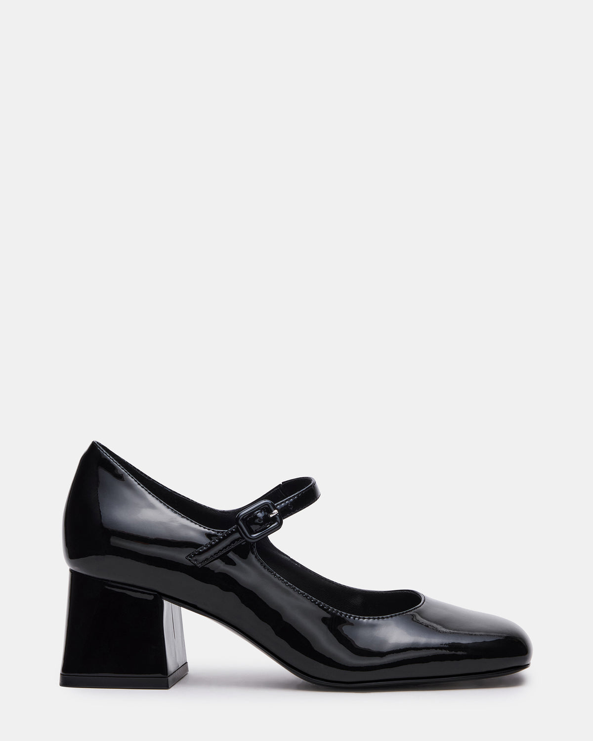 Steve Madden DARCEY Black Patent Square-Toe Mary Jane Block Heel Women's Loafer