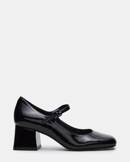 Steve Madden DARCEY Black Patent Square-Toe Mary Jane Block Heel Women's Loafer