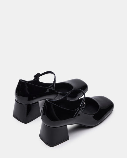 Steve Madden DARCEY Black Patent Square-Toe Mary Jane Block Heel Women's Loafer