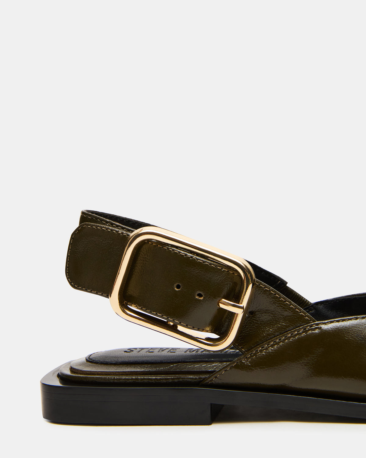 Steve Madden SHAY Olive Leather Pointed-Toe Slingback Ballet Women's Flat
