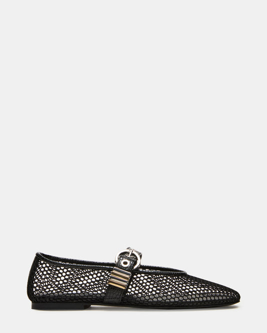 Steve Madden LUCIA Black Mesh Mary Jane Ballet Women's Flat