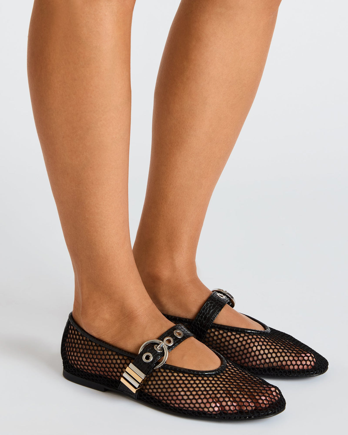Steve Madden LUCIA Black Mesh Mary Jane Ballet Women's Flat
