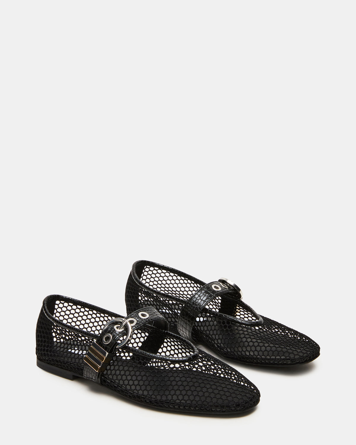 Steve Madden LUCIA Black Mesh Mary Jane Ballet Women's Flat