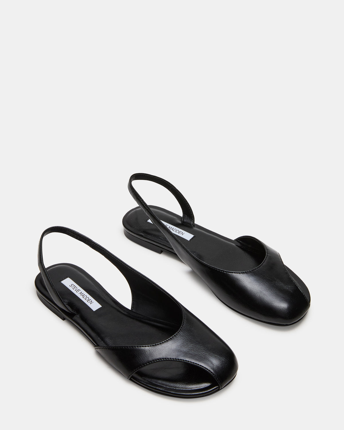 Steve Madden ZEST Black Slingback Cut-Out Round-Toe Women's Flat