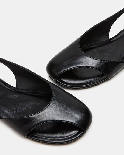 Steve Madden ZEST Black Slingback Cut-Out Round-Toe Women's Flat