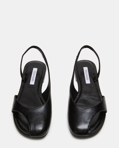 Steve Madden ZEST Black Slingback Cut-Out Round-Toe Women's Flat